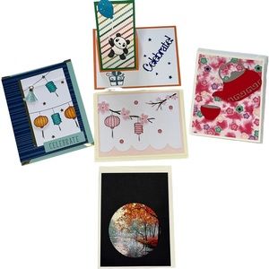 Handmade paper art greeting cards. Pack of 5.